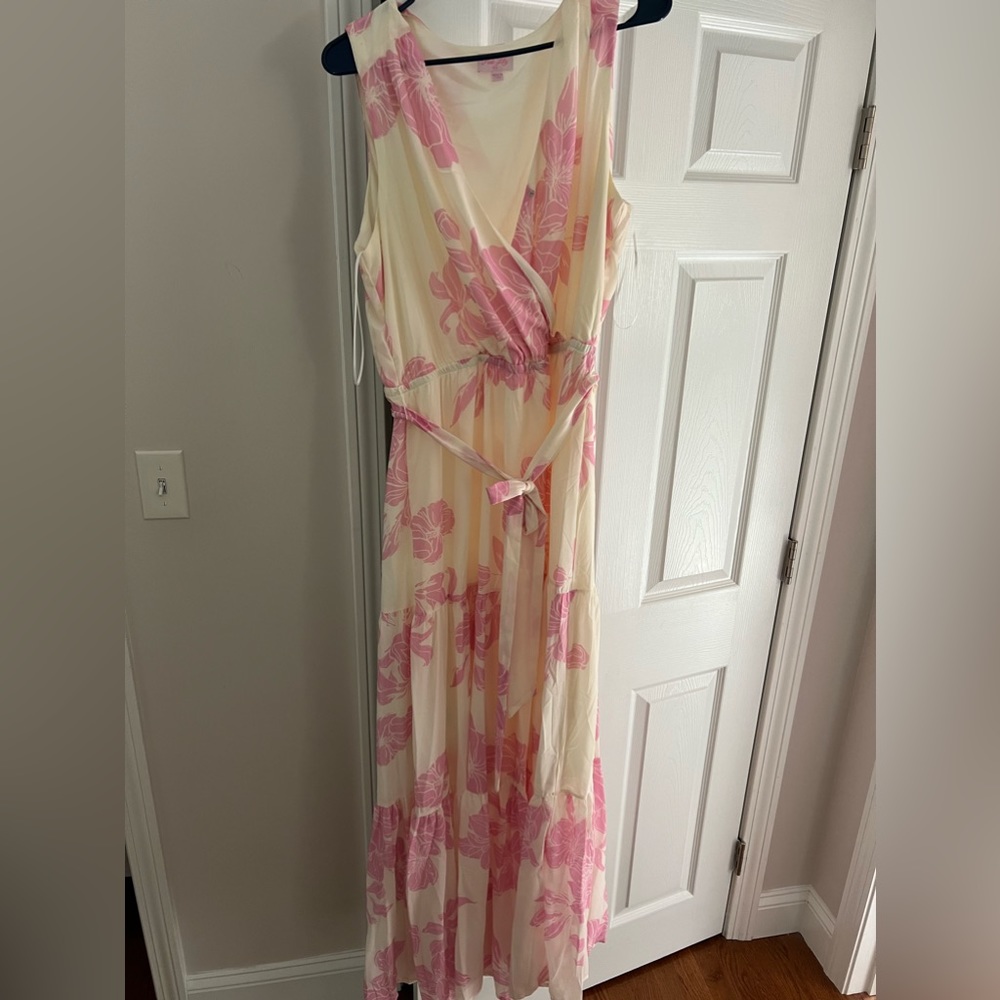 Pink and white floral maxi